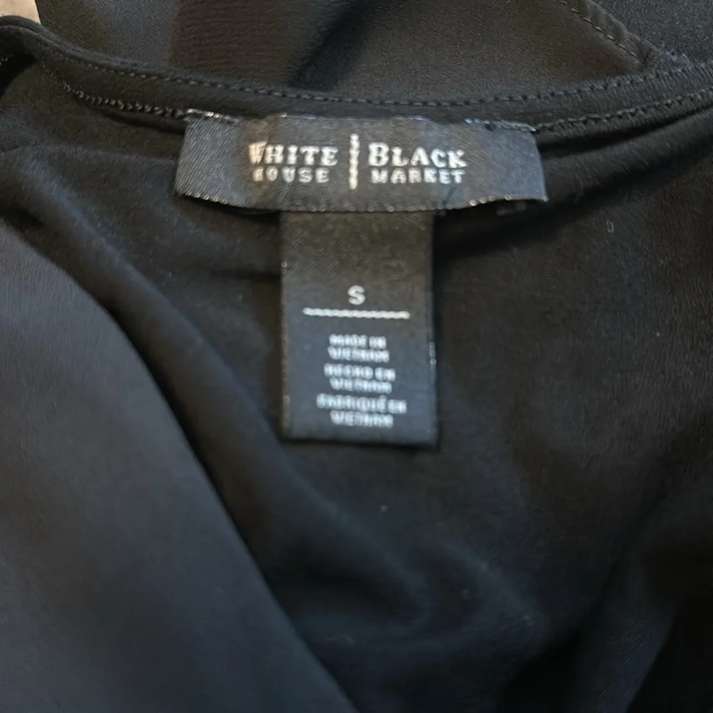 White House Black Market Black Asymmetrical V-Neck Draped Dress - Picture 6 of 6